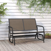 Vidaxl Garden Glider Bench Brown 47.4""X29.9""X34.1"" Textilene&Steel