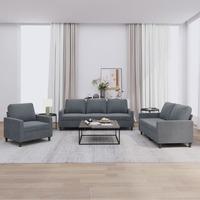 Vidaxl 3 Piece Sofa Set With Cushions Dark Gray Velvet