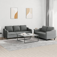 Vidaxl 2 Piece Sofa Set With Cushions Dark Gray Fabric