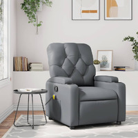 Vidaxl Massage Recliner Chair Gray Faux Leather