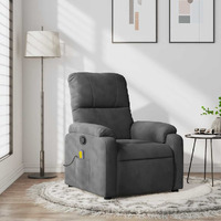 Vidaxl Massage Recliner Chair Dark Gray Microfiber Fabric