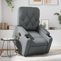Vidaxl Stand Up Massage Recliner Chair Gray Faux Leather
