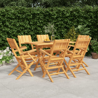Vidaxl 7 Piece Patio Dining Set Solid Wood Teak