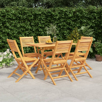 Vidaxl 7 Piece Patio Dining Set Solid Wood Teak