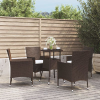 Vidaxl 5 Piece Patio Bistro Set With Cushions Brown Poly Rattan