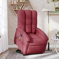 Vidaxl Stand Up Massage Recliner Chair Wine Red Fabric