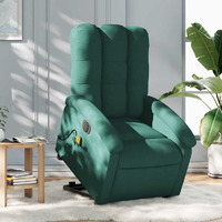 Vidaxl Electric Stand Up Massage Recliner Chair Dark Green Fabric