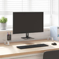 Vidaxl Monitor Stand White 39.4""X7.9""X3.1"" Tempered Glass And Metal