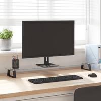 Vidaxl Monitor Stand Black 39.4""X7.9""X3.1"" Tempered Glass And Metal