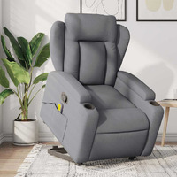 Vidaxl Stand Up Massage Recliner Chair Light Gray Fabric