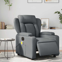 Vidaxl Electric Massage Recliner Chair Gray Faux Leather
