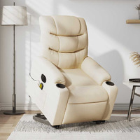 Vidaxl Electric Stand Up Massage Recliner Chair Cream Fabric