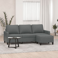 Vidaxl 3-Seater Sofa With Footstool Dark Gray 70.9"" Fabric