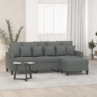 Vidaxl 3-Seater Sofa With Footstool Dark Gray 70.9"" Fabric