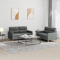 Vidaxl 2 Piece Sofa Set With Cushions Dark Gray Fabric