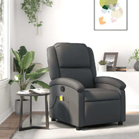 Vidaxl Massage Recliner Chair Gray Real Leather