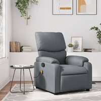 Vidaxl Massage Recliner Chair Gray Faux Leather