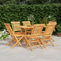 Vidaxl 7 Piece Patio Dining Set Solid Wood Teak