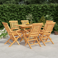 Vidaxl 7 Piece Patio Dining Set Solid Wood Teak