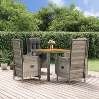 Vidaxl 5 Piece Patio Dining Set With Cushions Gray Poly Rattan