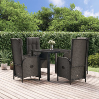 Vidaxl 5 Piece Patio Dining Set With Cushions Black Poly Rattan