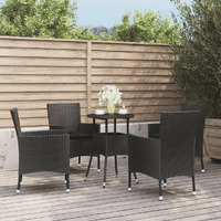 Vidaxl 5 Piece Patio Bistro Set With Cushions Black Poly Rattan