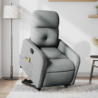 Vidaxl Stand Up Massage Recliner Chair Light Gray Fabric