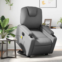 Vidaxl Electric Stand Up Massage Recliner Chair Gray Faux Leather