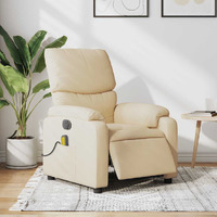 Vidaxl Electric Massage Recliner Chair Cream Fabric