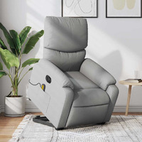 Vidaxl Electric Stand Up Massage Recliner Chair Light Gray Fabric