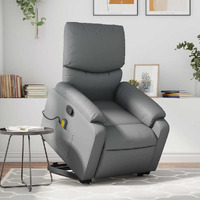 Vidaxl Stand Up Massage Recliner Chair Gray Faux Leather