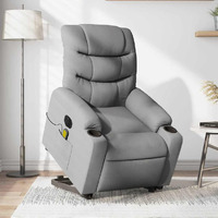 Vidaxl Electric Stand Up Massage Recliner Chair Light Gray Fabric