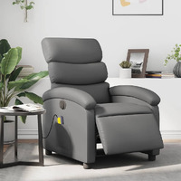 Vidaxl Electric Massage Recliner Chair Gray Faux Leather