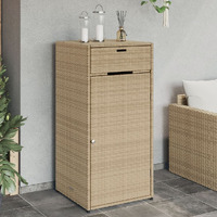 Vidaxl Patio Storage Cabinet Beige 21.7""X21.7""X43.7"" Poly Rattan