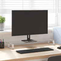 Vidaxl Monitor Stand White 31.5""X7.9""X3.1"" Tempered Glass And Metal