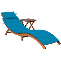Vidaxl Patio Sun Lounger With Table And Cushion Solid Acacia Wood
