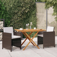 Vidaxl 3 Piece Patio Dining Set With Cushions Brown