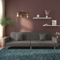 Vidaxl 2-Seater Sofa Bed With Two Pillows Dark Gray Fabric