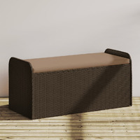 Vidaxl Storage Bench With Cushion Brown 45.3X20.1X20.5 Poly Rattan