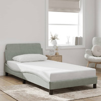 Vidaxl Bed Frame With Headboard Light Gray 39.4X74.8 Twin Velvet