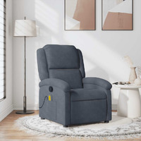 Vidaxl Massage Recliner Chair Dark Gray Velvet