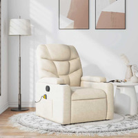 Vidaxl Massage Recliner Chair Cream Fabric