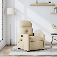 Vidaxl Massage Recliner Chair Cream Fabric