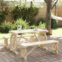 Vidaxl 3 Piece Patio Dining Set Solid Wood Fir