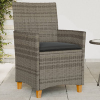 Vidaxl Patio Chairs With Cushions 2 Pcs Gray Poly Rattan&Solid Wood