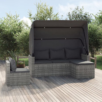 Vidaxl 4 Piece Patio Sofa Set With Cushions Gray Poly Rattan
