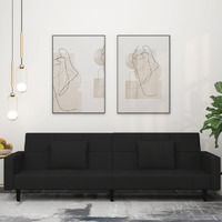 Vidaxl 2-Seater Sofa Bed With Two Pillows Black Velvet