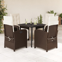 Vidaxl 5 Piece Patio Dining Set With Cushions Brown Poly Rattan