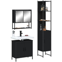 Vidaxl 3 Piece Bathroom Furniture Set Black Engineered Wood
