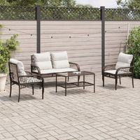 Vidaxl 4 Piece Patio Sofa Set With Cushions Brown Poly Rattan